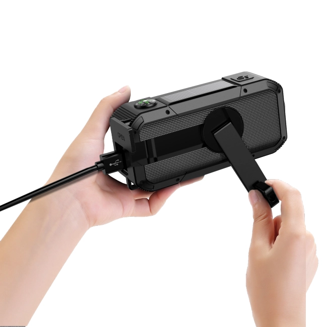 динамо радіоприймач із сонячною батареєю та дисплеєм