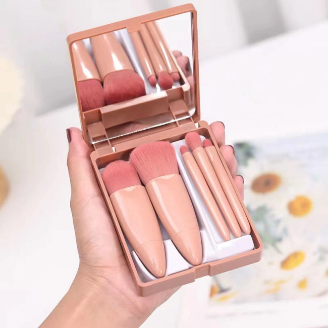 набір портативних пензлів з дзеркалом для макіяжу