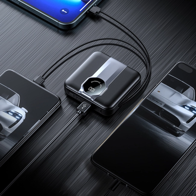 power bank со встроенными кабелями 20000 мач