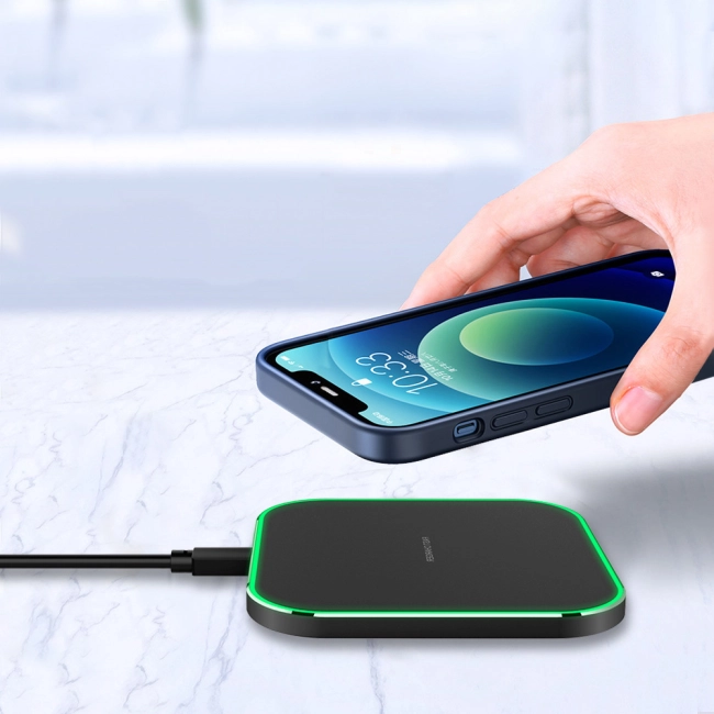 быстрая магнитная qi зарядка 15w с подсветкой