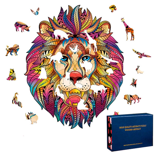 деревянные фигурные пазлы животных