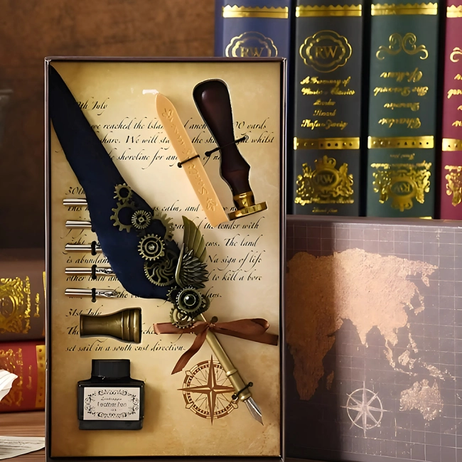 набор с перьевой ручкой для письма