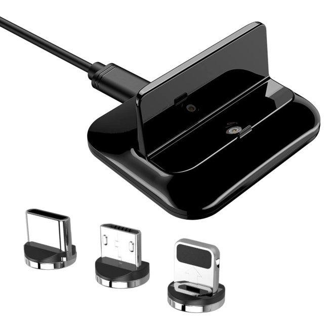 магнитная док станция для телефона с тремя типами разъемов