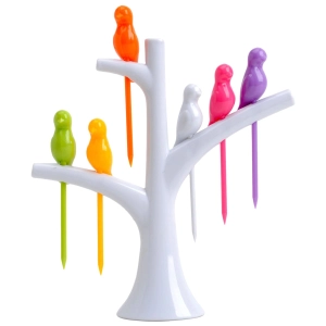 Пластикові шпажки для канапе у вигляді птахів на дереві (6 шт) Шпажки для канапе