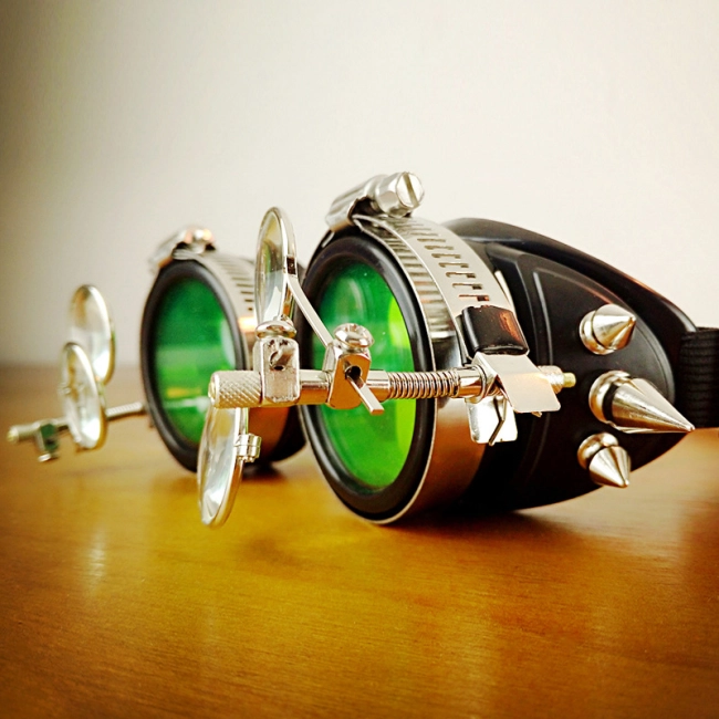 Окуляри гоггли стімпанк з шипами