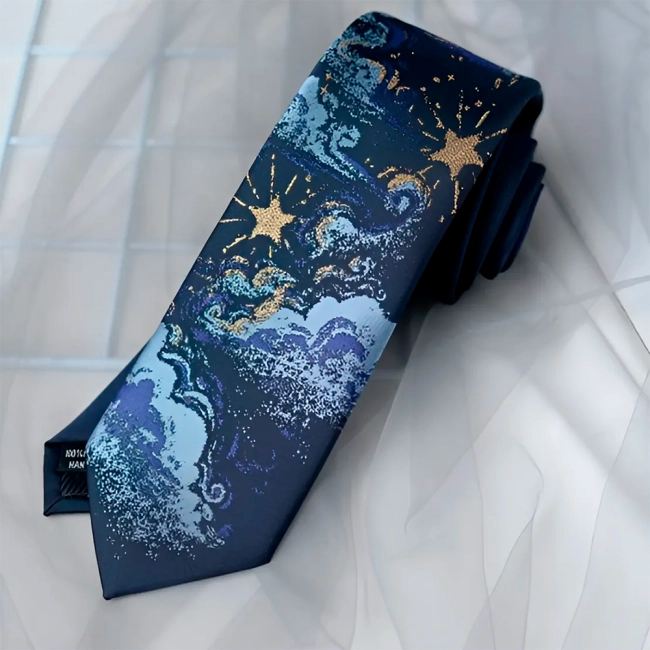 галстук с рисунком луны