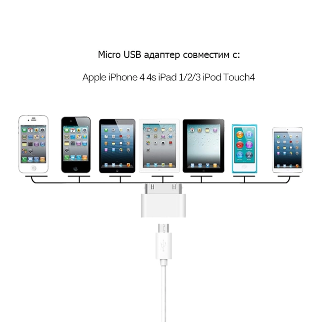 Адаптер apple micro-usb для iphone 4