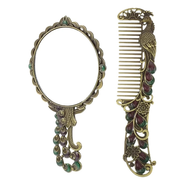 вінтажний набір із дзеркалом та гребінцем