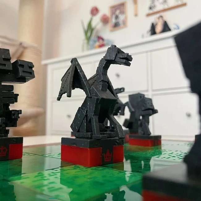 шахматы в стиле майнкрафт