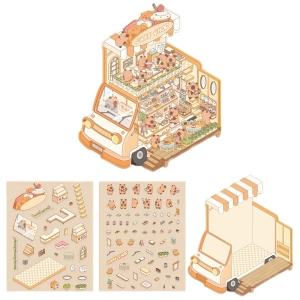 Антистрес румбокс наклейки Кондитерська з капібарами антистресс румбокс наклейки