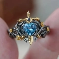 кольцо сердце с мечом