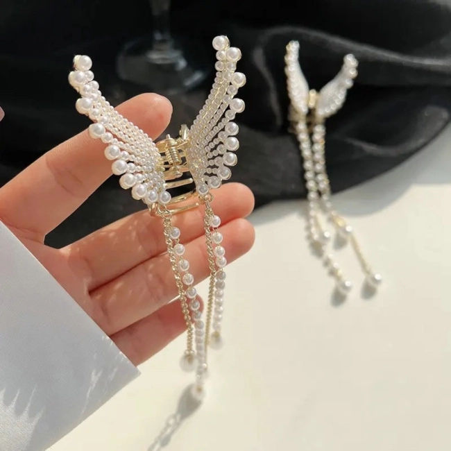 заколка-крабик с бабочкой