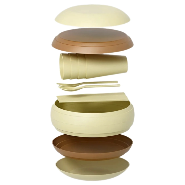 набір столових приладів з тарілками