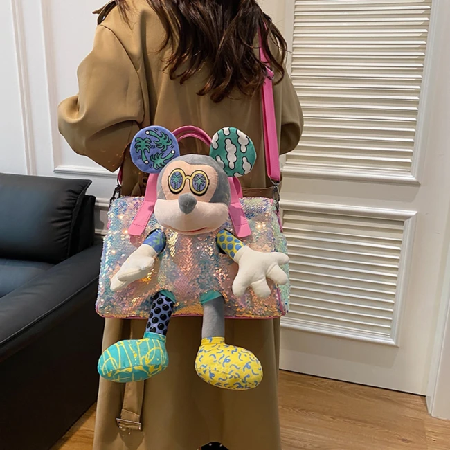 сумка з Міккі Маусом,  жіноча сумка з Міккі, жіноча сумка з паєтками, сумка Mickey Mouse, сумка з іграшкою Міккі Маус