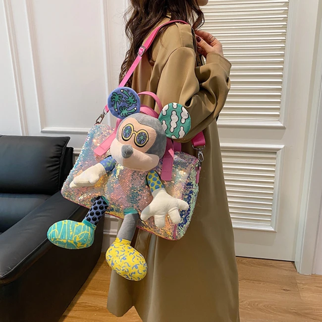 сумка з Міккі Маусом,  жіноча сумка з Міккі, жіноча сумка з паєтками, сумка Mickey Mouse, сумка з іграшкою Міккі Маус