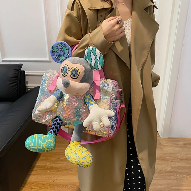 сумка з Міккі Маусом,  жіноча сумка з Міккі, жіноча сумка з паєтками, сумка Mickey Mouse, сумка з іграшкою Міккі Маус