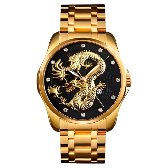 чоловічий наручний годинник з металевим ремінцем