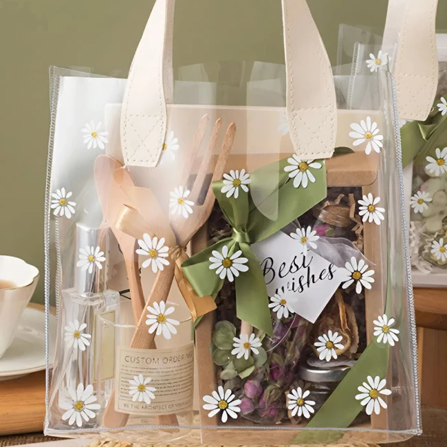 подарунковий пакет з ромашками