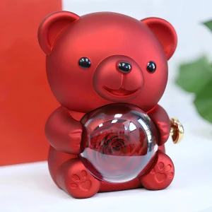 Подарункова коробка Ведмедик з трояндою подарункова коробка