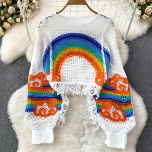 Ажурний джемпер з веселкою ажурний джемпер