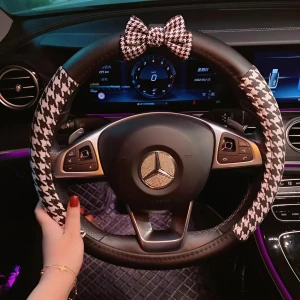 Чохол на кермо з бантом і візерунком «Гусячі лапки» чохол на кермо