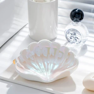 Керамическая мыльница-ракушка со сливом мыльница-ракушка