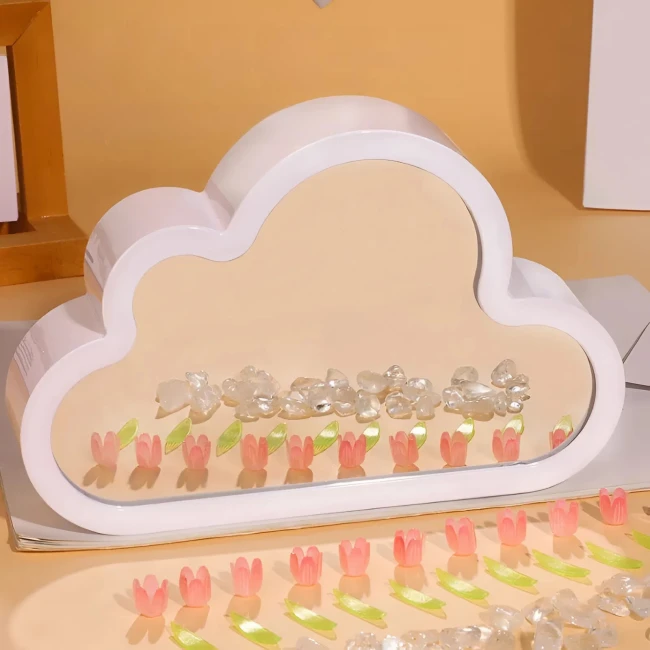 Ночник зеркало с бесконечными тюльпанами