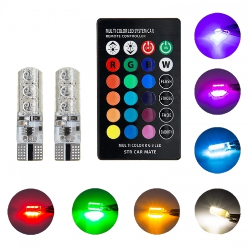 Автомобільні світлодіодні габарити з пультом rgb t10