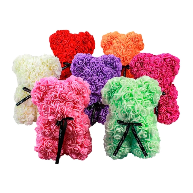 ведмедик із 3d троянд 25 см