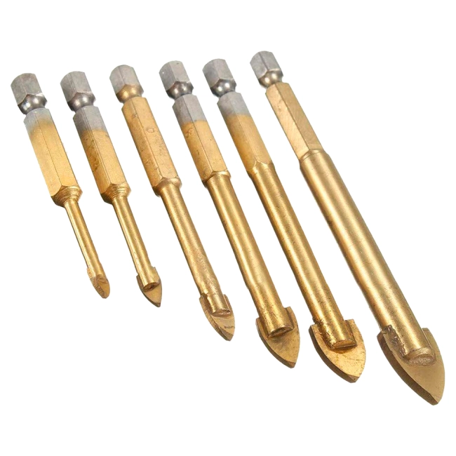 набор сверл для стекла и плитки с шестигранным хвостовиком