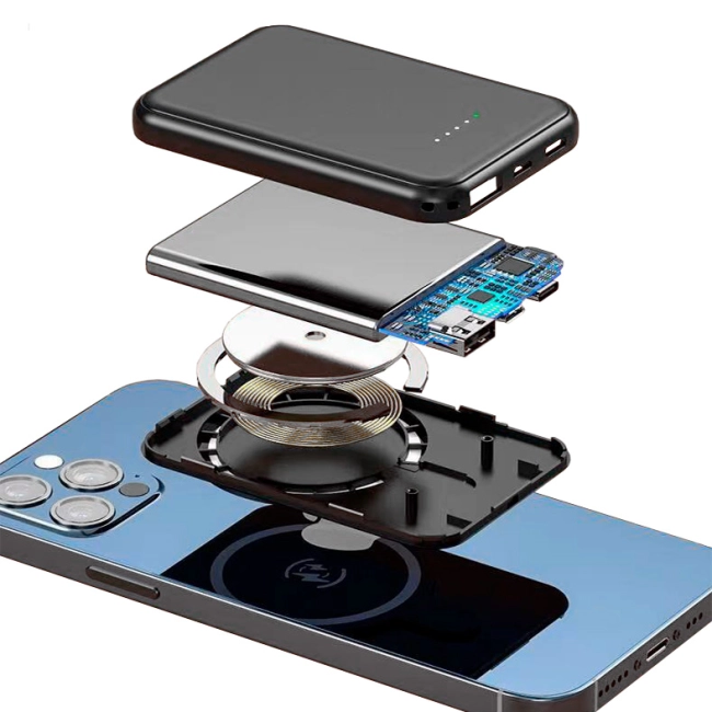 зовнішній mini акумулятор з бездротовою зарядкою