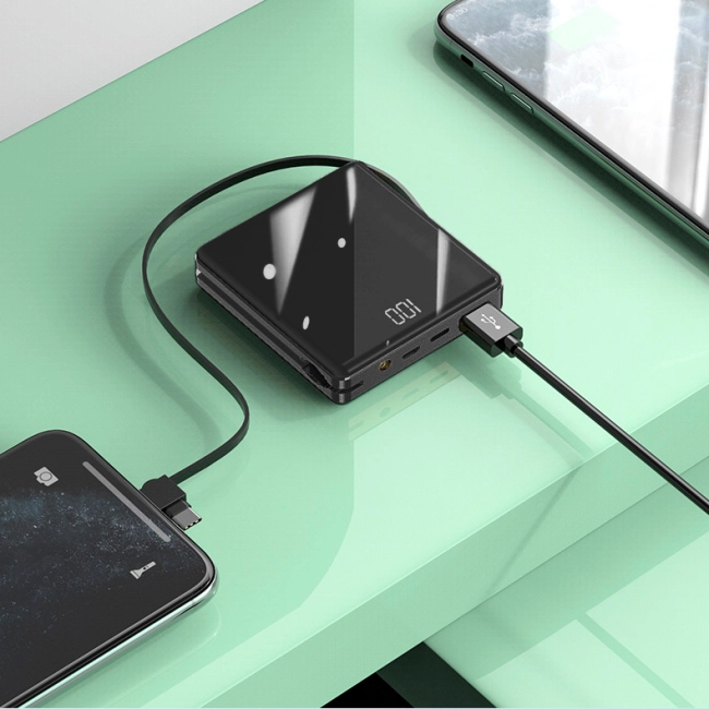 внешний аккумулятор с кабелем 10000 мач