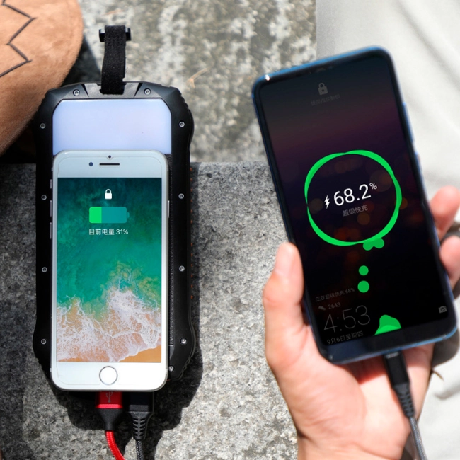 повербанк с солнечной батареей и беспроводной зарядкой